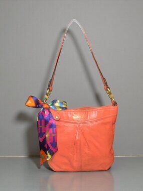 Coach Ashley Leather Hobo F20114 Coral Leather Brass Convertible Shoulder Bag